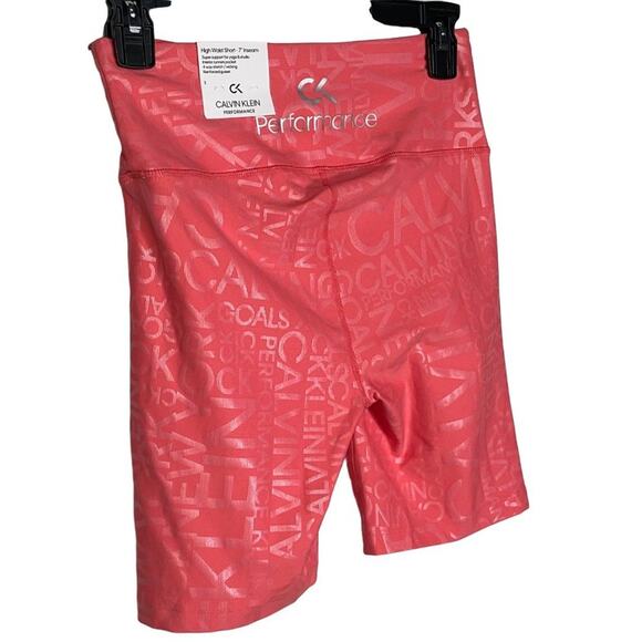 Calvin Klein Print Allover Stretch Ins. 7 Bike Shorts Orange Small - Picture 5 of 8